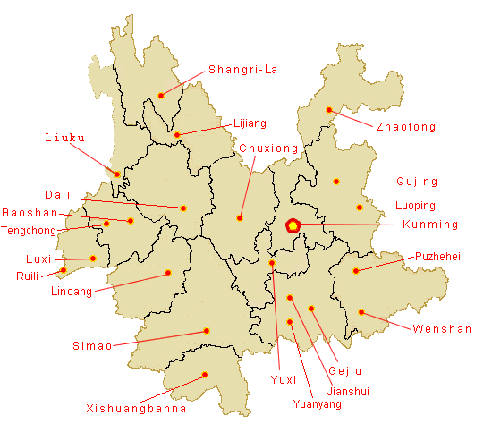 Map of Yunnan